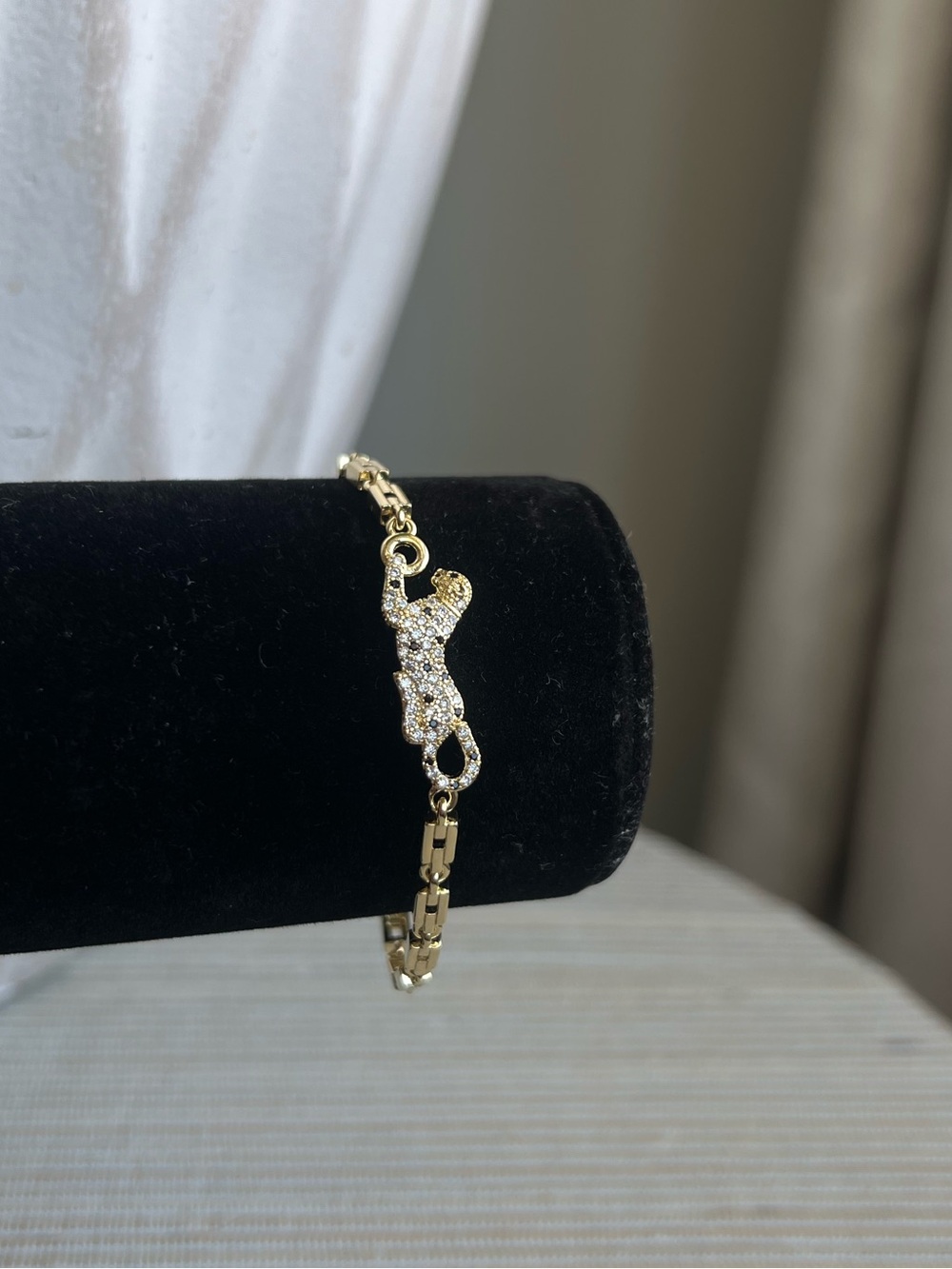 Gold Panther Bracelet with Crystal Accents-black, gold, silver